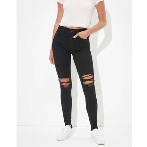 American Eagle The Dream Black Distressed Skinny Jeans